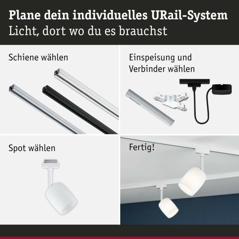 Paulmann URail Schienenspot Blossom  G9  max. 10W  dimmbar 230V Signalweiß