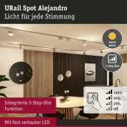 URail LED Schienenspot Alejandro 10W 800lm 3000K 3-Step-Dim dimmbar Chrom matt (LED fest verbaut)