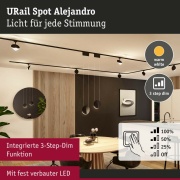 URail LED Schienenspot Alejandro 10W 800lm 3000K 3-Step-Dim dimmbar Schwarz matt (LED fest verbaut)