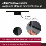 URail LED-Pendelleuchte Alejandro 10W 800lm 3000K 3-Step-Dim dimmbar Schwarz matt (LED fest verbaut)