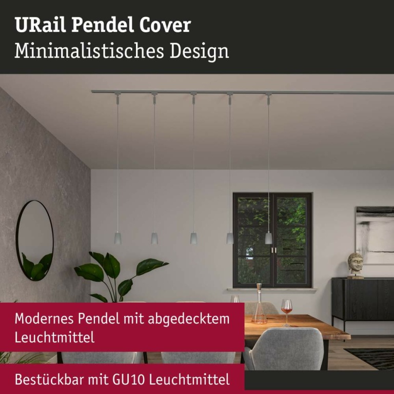 Paulmann URail Pendelleuchte Cover GU10 max. 10W höhenverstellbar dimmbar Chrom matt