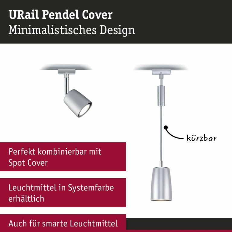 Paulmann URail Pendelleuchte Cover GU10 max. 10W höhenverstellbar dimmbar Chrom matt