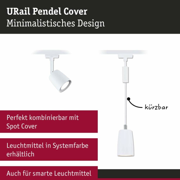 Paulmann URail Pendel Cover GU10  max. 10W  dimmbar 230V Signalweiß