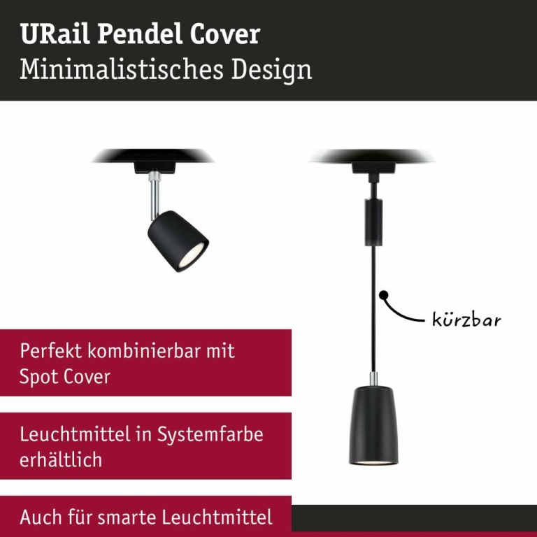 Paulmann URail Pendelleuchte Cover GU10 max. 10W dimmbar Schwarz matt