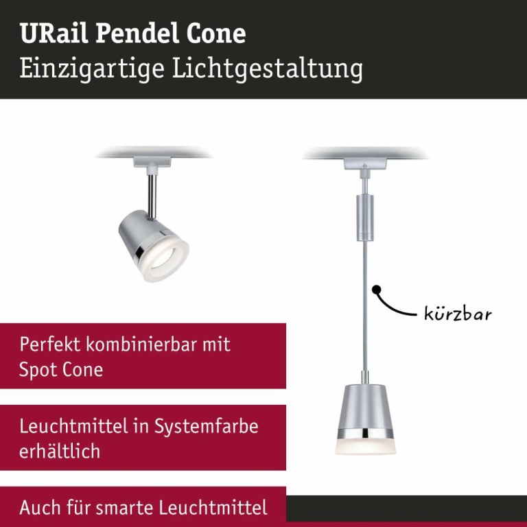 Paulmann URail Pendelleuchte Cone GU10 max. 10W dimmbar Chrom matt