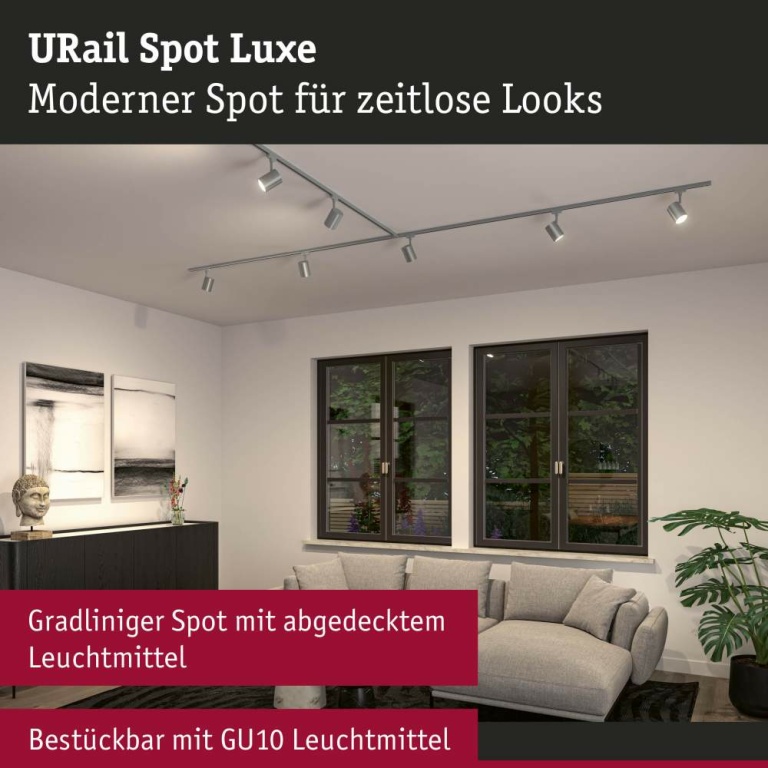 Paulmann URail Schienenspot Luxe Chrom matt GU10 max. 10W dimmbar 230V