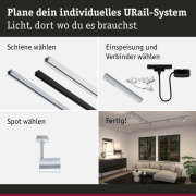 URail Schienenspot Luxe Chrom matt GU10 max. 10W dimmbar 230V