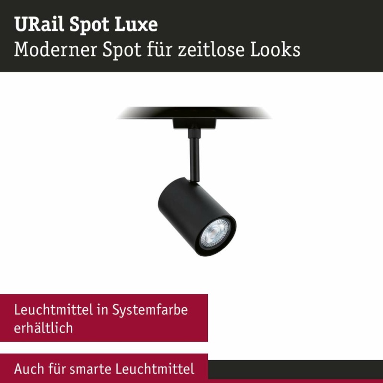 Paulmann URail Schienenspot Luxe GU10  max. 10W dimmbar Schwarz matt