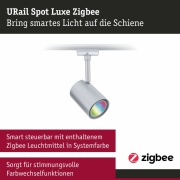 URail LED Schienenspot Luxe GU10 350lm 4,8W Smart Home Zigbee 3.0 RGBW+ dimmbar Chrom matt