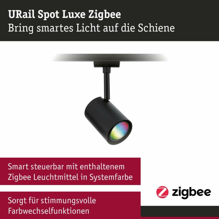 Paulmann URail LED Schienenspot Luxe GU10 350lm 4,8W Smart Home Zigbee 3.0 RGBW+ dimmbar Schwarz matt