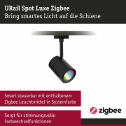 URail LED Schienenspot Luxe GU10 350lm 4,8W Smart Home Zigbee 3.0 RGBW+ dimmbar Schwarz matt