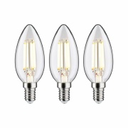 Eco-Line Filament 230V LED Kerze E14 3er-Pack  98mm 525lm 2,5W 3000K  Klar