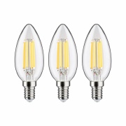 Eco-Line Filament 230V LED Kerze E14 3er-Pack  98mm 525lm 2,5W 3000K  Klar