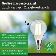 Eco-Line Filament 230V LED Tropfen E14 3er-Pack  82mm 525lm 2,5W 3000K  Klar