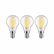 Eco-Line Filament 230V LED Tropfen E14 3er-Pack  82mm 525lm 2,5W 3000K  Klar