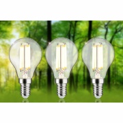 Eco-Line Filament 230V LED Tropfen E14 3er-Pack  82mm 525lm 2,5W 3000K  Klar