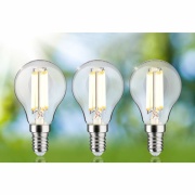 Eco-Line Filament 230V LED Tropfen E14 3er-Pack  82mm 525lm 2,5W 3000K  Klar