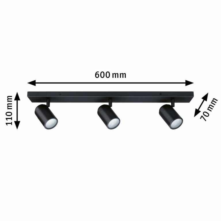 Paulmann Spotlight Zyli  IP44 GU10   230V max. 3x10W dimmbar Schwarz matt