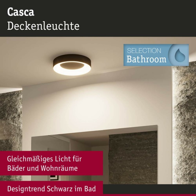 Paulmann LED Deckenleuchte Casca  IP44  White Switch 2100lm 230V 23W  Schwarz matt