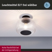 LED Deckenleuchte Ruya Glas/Schwarz matt IP44 E27 max. 60W dimmbar 230V