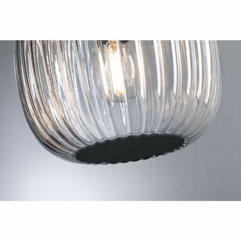 Paulmann LED Pendelleuchte Ruya Glas/Schwarz matt IP44 E14 max. 20W Pendellänge kürzbar