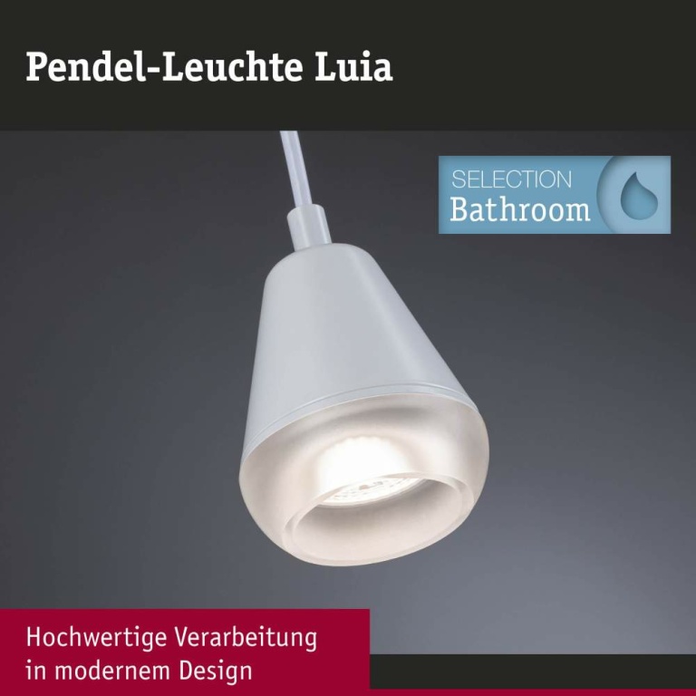 Paulmann LED Pendelleuchte Luia Satin/Signalweiß IP44 GU10 max. 10W Pendellänge verstellbar