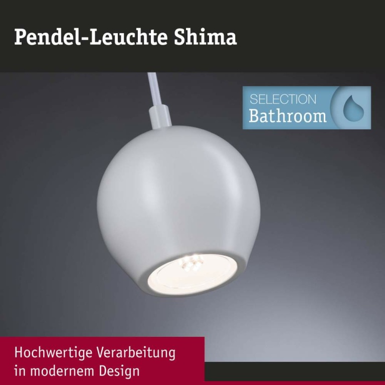 Paulmann LED Pendelleuchte Shima Signalweiß IP44 GU10 max. 10W  Pendellänge verstellbar