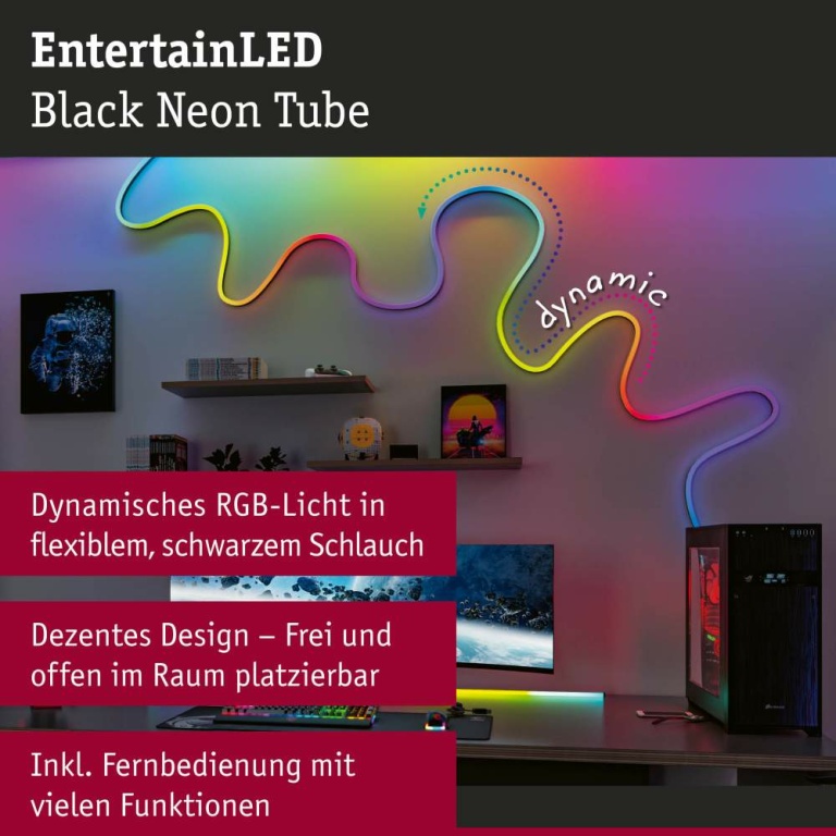 Paulmann EntertainLED LED Schlauch Black Neon 5m 96 LEDs/m RGB+ 24VA inkl. Fernbedienung