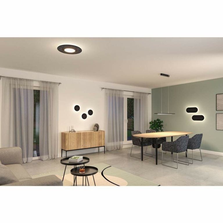 Paulmann Zigbee LED-Deckenleuchte Tulga aus Filz in Anthrazit mit Backlight Technik Smart Home Tunable-White-Steuerung dimmbar 230V