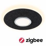 Zigbee LED-Deckenleuchte Tulga aus Filz in Anthrazit mit Backlight Technik Smart Home Tunable-White-Steuerung dimmbar 230V