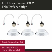 Einbauleuchte 3er-Pack starr  rund 90mm  GU10 max. 3x10W  230V dimmbar  Weiß