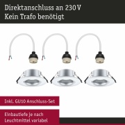 Einbauleuchte 3er-Pack starr  rund 90mm  GU10 max. 3x10W  230V dimmbar  Chrom matt