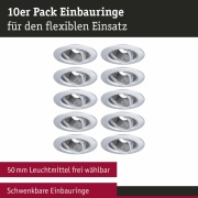 Einbauleuchte 10er-Pack schwenkbar  rund 90mm 30° GU10 max. 10x10W  230V dimmbar  Chrom matt