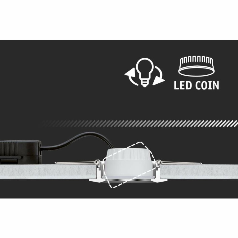 Paulmann Cole Coin Basisset 3er-Set Schwarz eckig LED Einbauleuchte IP44 3-Step-Dim 2700K 470lm 230V