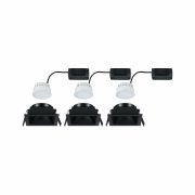 Cole Coin Basisset 3er-Set Schwarz eckig LED Einbauleuchte IP44 3-Step-Dim 2700K 470lm 230V