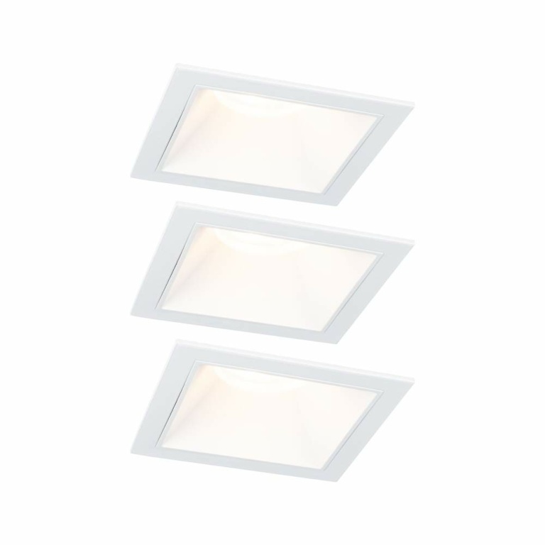 Paulmann Cole Coin Basisset 3er-Set Weiß eckig LED Einbauleuchte IP44 3-Step-Dim 2700K 470lm 230V