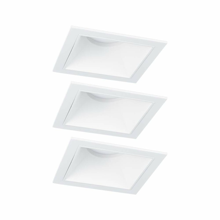 Paulmann Cole Coin Basisset 3er-Set Weiß eckig LED Einbauleuchte IP44 3-Step-Dim 2700K 470lm 230V