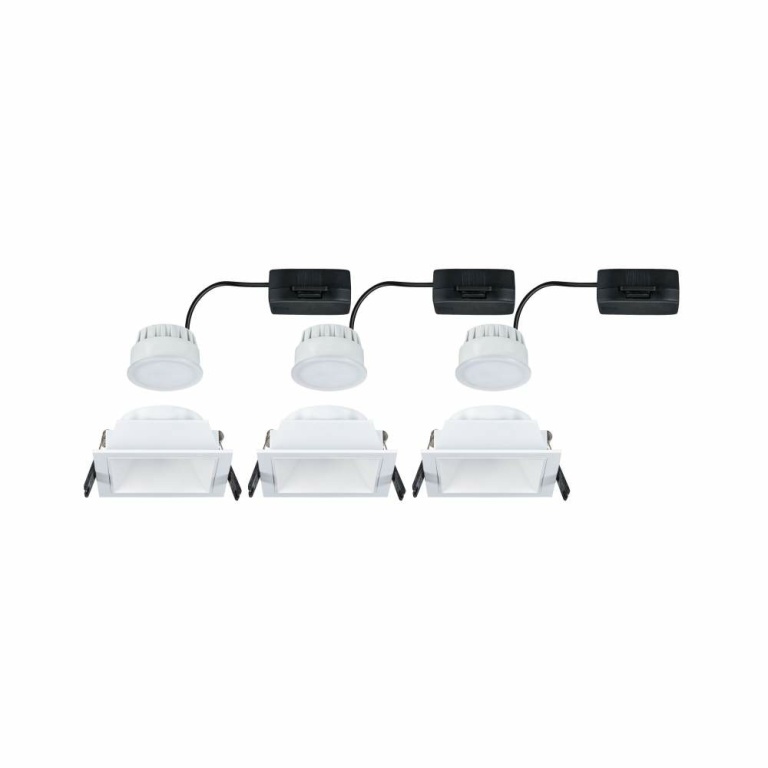 Paulmann Cole Coin Basisset 3er-Set Weiß eckig LED Einbauleuchte IP44 3-Step-Dim 2700K 470lm 230V