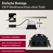 Cole Coin Schwarz eckig LED Einbauleuchte IP44 3-Step-Dim 2700K 470lm 230V