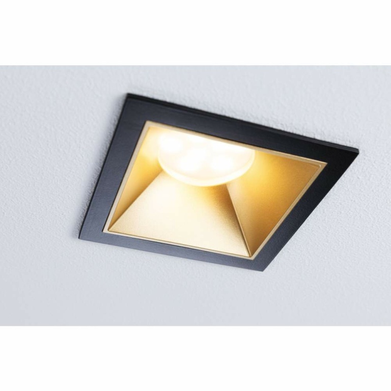 Paulmann Cole Coin Basisset 3er-Set Schwarz/Gold matt eckig LED Einbauleuchte IP44 3-Step-Dim 2700K 470lm 230V