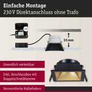 Cole Coin Basisset 3er-Set Schwarz/Gold matt eckig LED Einbauleuchte IP44 3-Step-Dim 2700K 470lm 230V