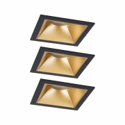 Cole Coin Basisset 3er-Set Schwarz/Gold matt eckig LED Einbauleuchte IP44 3-Step-Dim 2700K 470lm 230V