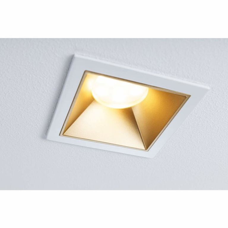 Paulmann Cole Coin Basisset 3er-Set Weiß/Gold matt eckig LED Einbauleuchte IP44 3-Step-Dim 2700K 470lm 230V