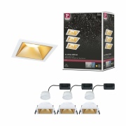 Cole Coin Basisset 3er-Set Weiß/Gold matt eckig LED Einbauleuchte IP44 3-Step-Dim 2700K 470lm 230V