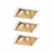 Cole Coin Basisset 3er-Set Weiß/Gold matt eckig LED Einbauleuchte IP44 3-Step-Dim 2700K 470lm 230V