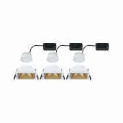 Cole Coin Basisset 3er-Set Weiß/Gold matt eckig LED Einbauleuchte IP44 3-Step-Dim 2700K 470lm 230V