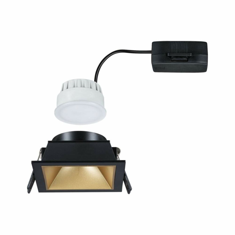 Paulmann Cole Coin Schwarz/Gold matt eckig LED Einbauleuchte IP44 3-Step-Dim 2700K 470lm 230V