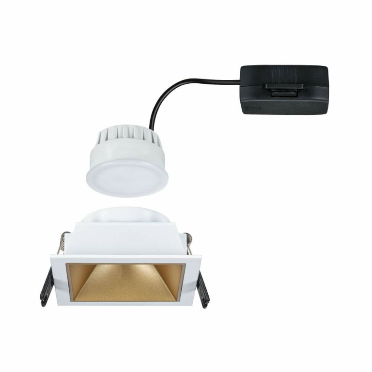 Paulmann Cole Coin Weiß/Gold matt eckig LED Einbauleuchte IP44 3-Step-Dim 2700K 470lm 230V