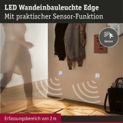 LED Wandeinbauleuchte Edge Quadro Weiß eckig 2700K mit PIR-Sensor für Geräteeinbaudose mit ⌀ 68mm