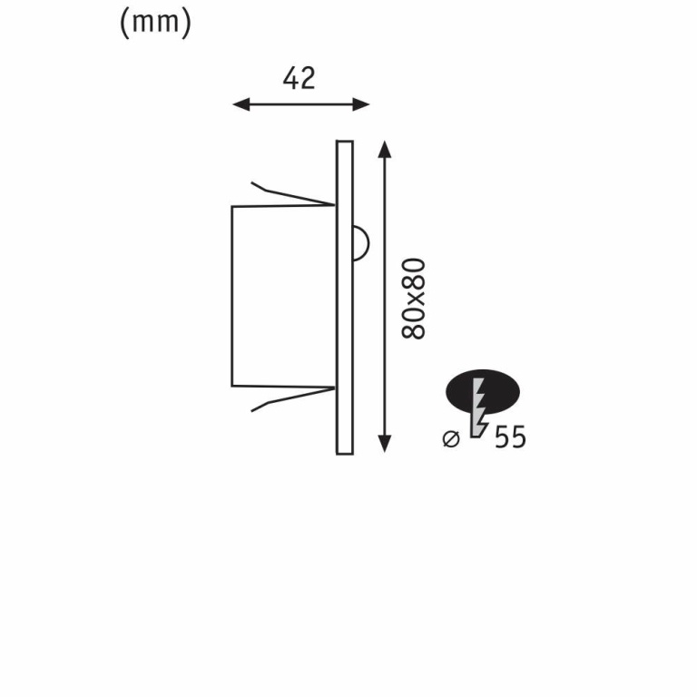 Paulmann LED Wandeinbauleuchte Edge Quadro Chrom matt eckig 2700K mit PIR-Sensor für Geräteeinbaudose mit ⌀ 68mm